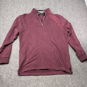 Vintage Trader Bay Quarter Zip Pullover Mens Large Maroon Cotton Ribbed Trim 80s